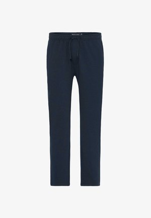 Mornarske trenirke od meke kombinacije pamuka; sadrže elastični pojas s vezicom, ravne nogavice i bočne džepove.