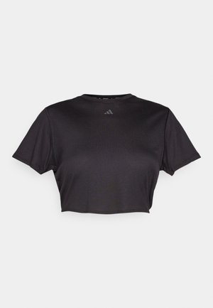 adidas Performance YOGA STUDIO WRAPPED - T-shirt z nadrukiem - black/grey six