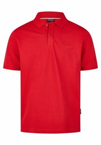 Rode polo shirt van katoen, met een kraag, een twee-knopen sluiting en een klein geborduurd logo op de borst. Korte mouwen en een effen kleur.