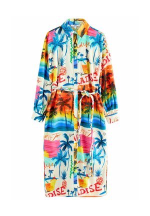 Next LONG SLEEVE TIE WAIST - Skjortklänning - bright palm graphic print