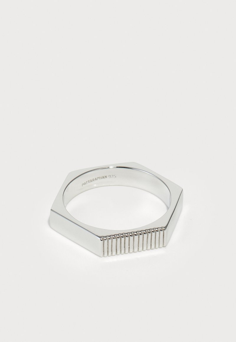 PATTARAPHAN - LINEAR TEXTURED SLIM CHATA BAND UNISEX - Sormus - silver-coloured, Suurenna