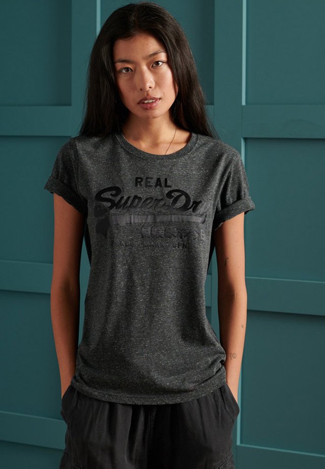 VINTAGE LOGO TONAL SATIN  - T-shirt print - black snowy