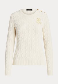 BUTTON TRIM CABLE KNIT - Jersey de punto - mascarpone cream
