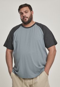 Urban Classics RAGLAN CONTRAST  - T-shirt med print - dustyblue/charcoal