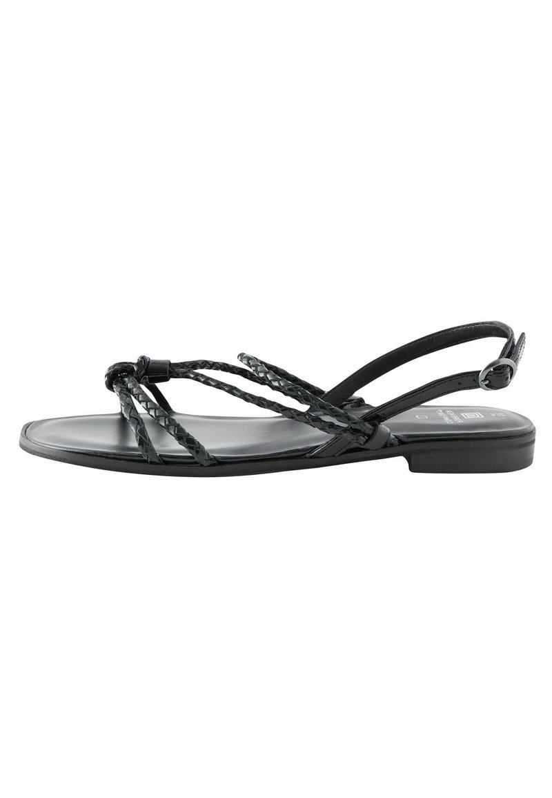 Next FOREVER COMFORTÂ® LEATHER FLAT TUBULAR PLAITED SANDALS - Sandales - black