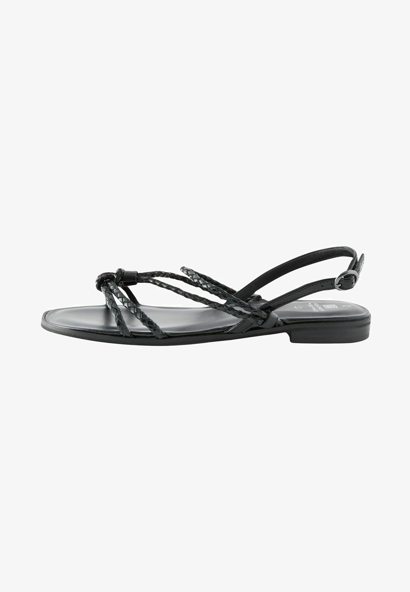 Next FOREVER COMFORT® LEATHER FLAT TUBULAR PLAITED SANDALS - Sandales - black