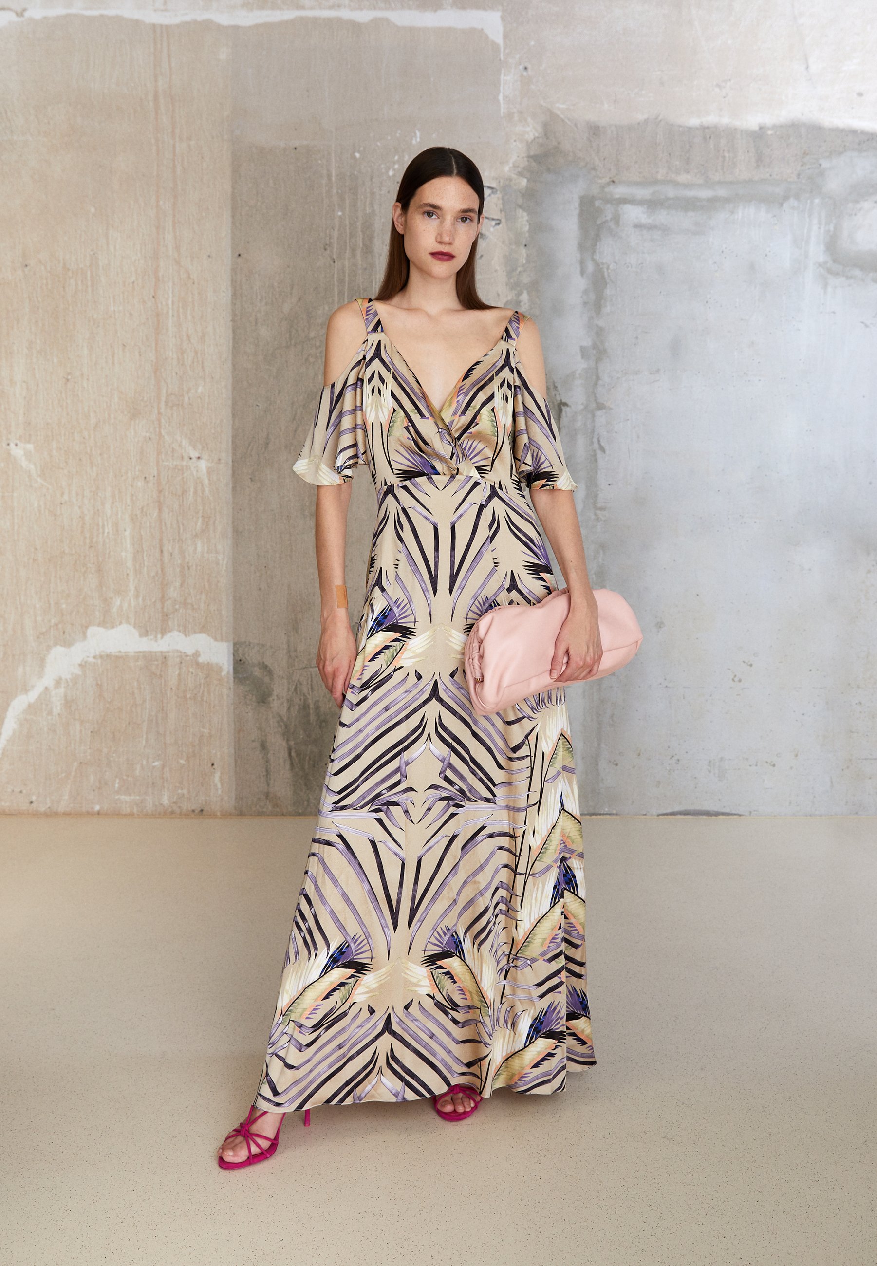 Temperley London PALMAE PRINT STRAPPY DRESS - Abito da sera -  parchment/dorato - Zalando.it