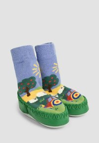 JoJo Maman Bébé FARM SCENE  - REGULAR FIT - Tofflor & inneskor - blue farmyard