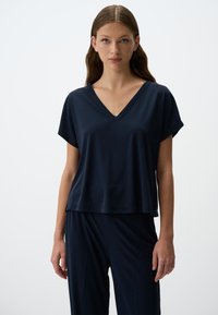 V-NECK SHORT SLEEVED PLAIN - T-shirt basic - dark blue