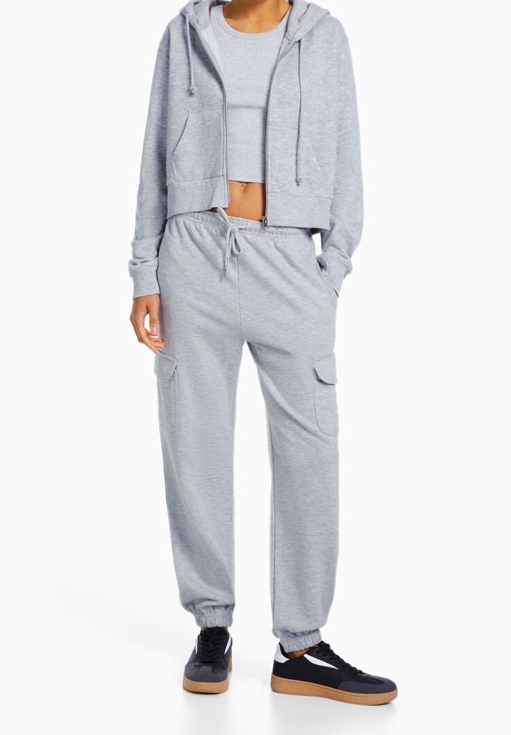 Bershka Pantaloni sportivi mottled grey/grigio screziato