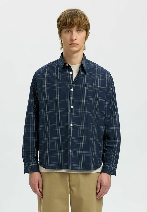 KARO BOXY FIT - Hemd - sky captain