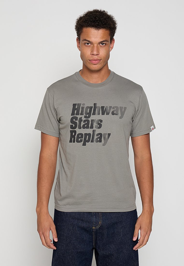 Replay T-shirt print grijs