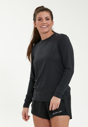 Langærmet T-shirt - black melange