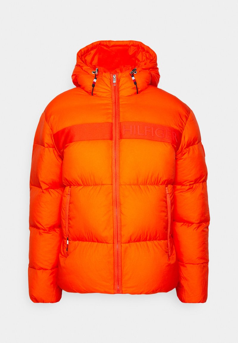 orange tommy hilfiger puffer jacket
