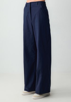 HIGH WAIST WIDE LEG - Pantaloni - dark blue