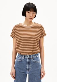 ARMEDANGELS - IDAARA STRIPES - Print T-shirt - pale umber/toasty tan Thumbnail Image 1