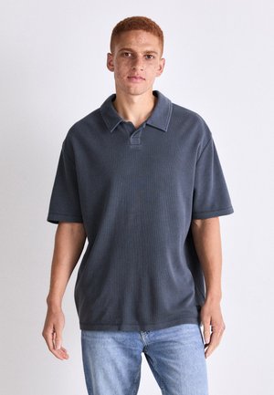 WASHED LABEL WAFFLE RUGBY - Poloskjorter - ebony