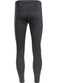 Sort højtydende leggings med en tætsiddende pasform, glat tekstur, mesh-detaljer på underbenene og en lille lynlås-lomme bagpå.