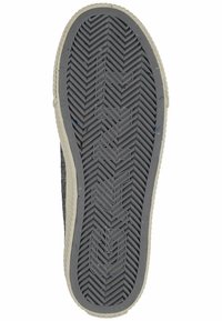 Grau gummierte Sohle mit einem Zickzack-Profil, umrandet von einem helleren grauen Rand. Texturierte Oberfläche für besseren Halt.