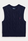CABLE-KNIT COTTON CROPPED VEST - Svetrík - hunter navy