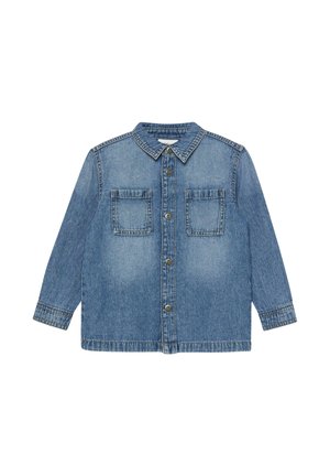 Jeanshemd mit langen Ärmeln, Knopfleiste, zwei Brusttaschen und klassischem Kragen in mittlerer Blaunuance.