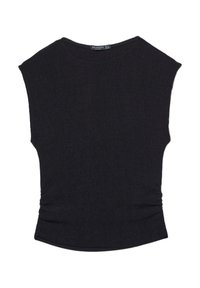TEXTURED SLEEVE WITH GATHERING  - Top - black