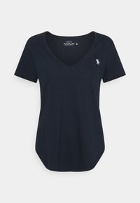 Abercrombie & Fitch 3-PACK SHORT-SLEEVE ICON V-NECK TOPS - T-shirt basic - BLACK/ WHITE/ NAVY