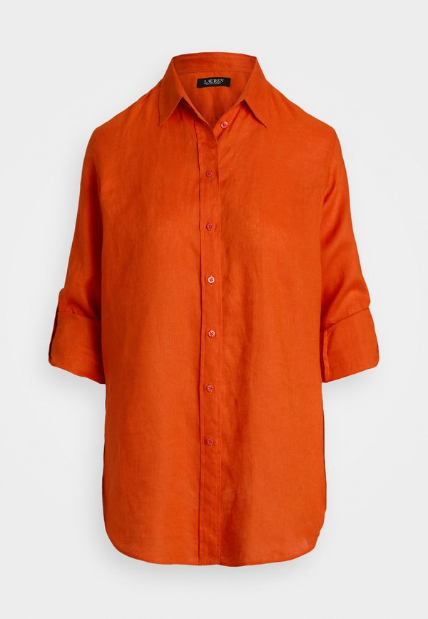 RELAXED FIT LINEN ROLL TAB SLEEVE SHIRT - Button-down blouse - orange3