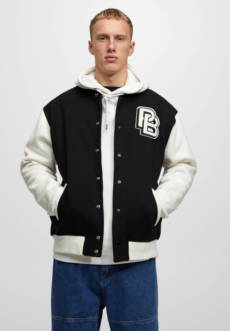 PULL&BEAR VARSITY Bomber Jacket mottled black Zalando.ie
