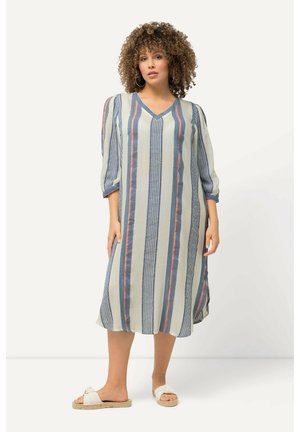 PASTEL STRIPED 3/4 SLEEVE V-NECK KAFTAN - Jurk - snow white