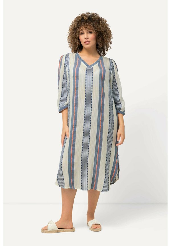 PASTEL STRIPED 3/4 SLEEVE V-NECK KAFTAN - Freizeitkleid