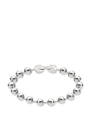 Silberfarbiges Perlenarmband mit abgerundeten Perlen und einem mit Liebeskind Berlin gravierten Verschluss.