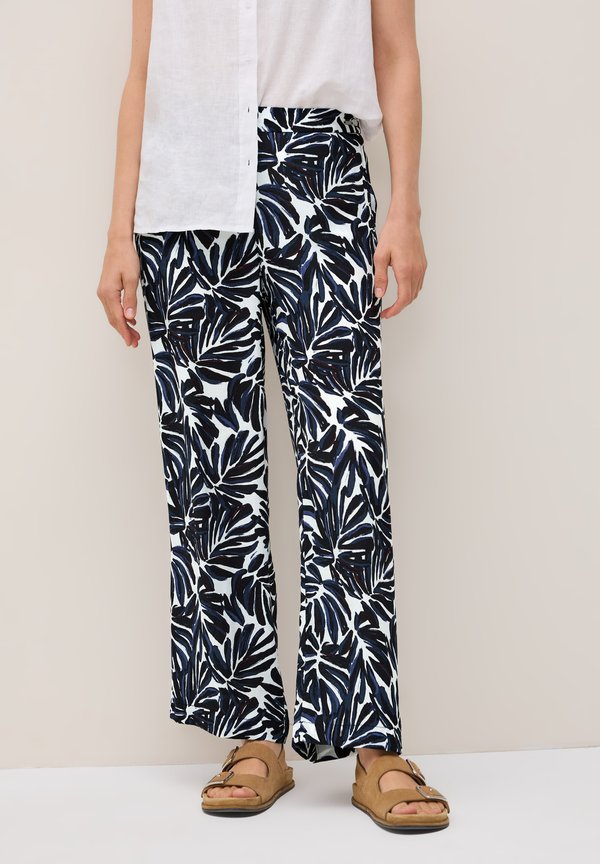 GEMUSTERTE CREPE - Stoffhose - blau