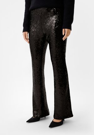 comma SLIM MIT PAILLETTEN - Broek - schwarz