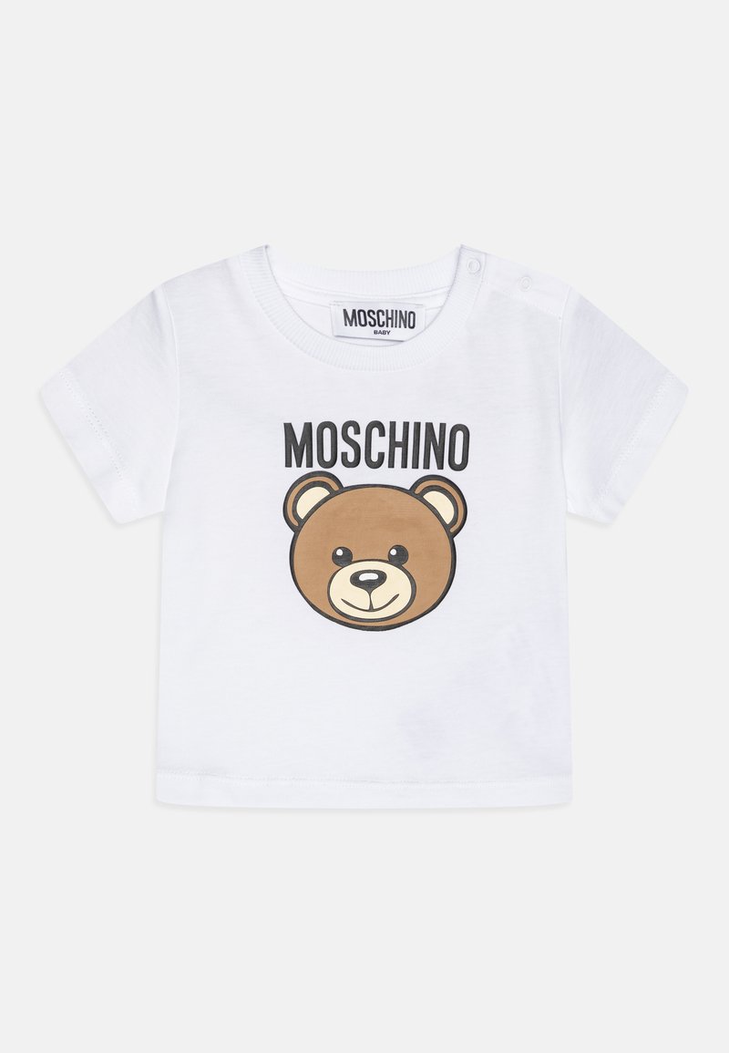 Moschino completo neonato T-shirt e shorts bianco celeste main image 1