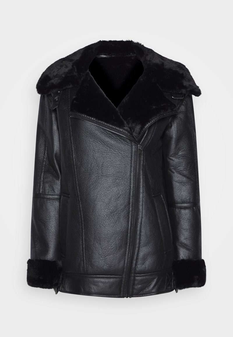 Marks & Spencer SHEARLING AVIATOR Kunstlederjacke black/schwarz