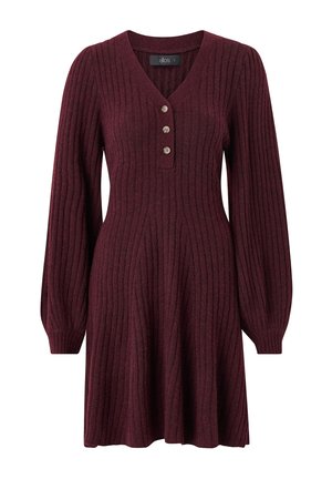 Ellos Collection, KLEID MIT RIPPSTRICK - Strikkjoler - bordeaux