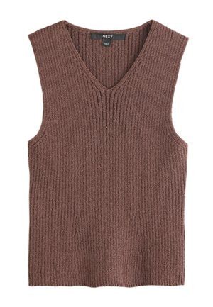 Next, REGULAR FIT - TOWELLING KNIT V-NECK VEST TOP . - Top - chocolate brown