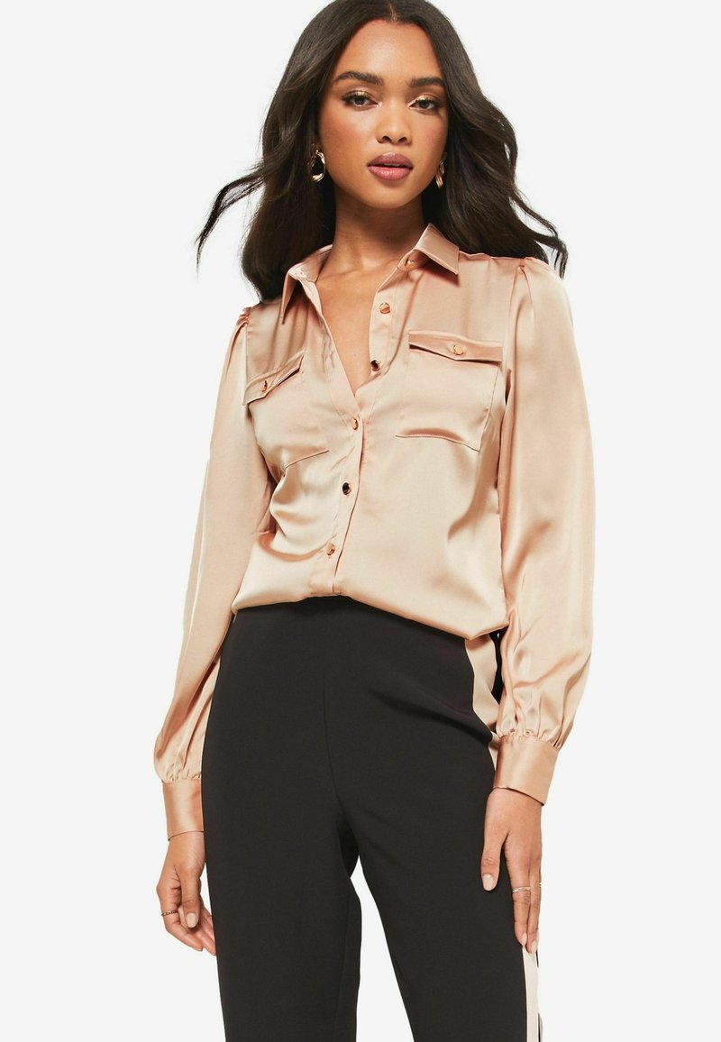 Lipsy FRONT POCKET REGULAR  - Button-down blouse - champagne