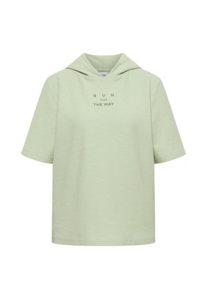 Cecil, KURZARM SHIRT MIT KAPUZE UND WORDING - Camiseta estampada - raw matcha lime