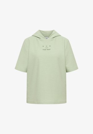 Cecil, KURZARM SHIRT MIT KAPUZE UND WORDING - Camiseta estampada - raw matcha lime