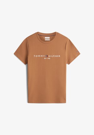 Tommy Hilfiger, TOMMY LOGO T-SHIRT - BRAND LOVE GRAPHIC, brązowy