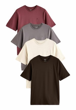 4 PACK REGULAR - T-shirt basic - brown cream rust neutral