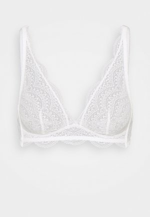 Witte kanten bralette met geschenken randen, met prachtige florale patronen en een zachte textuur. Verstelbare banden met een triangulaire vorm.