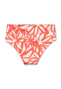 Bañador de cintura alta en crema con gran estampado floral rojo. Fabricado en tejido suave, con bordes suaves y diseño de cobertura completa.