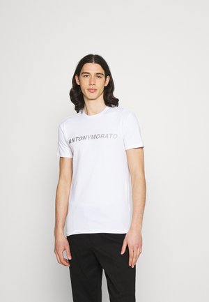 SUPER SLIM FIT WITH PINS BICOLOUR LOGO - Camiseta estampada - bianco