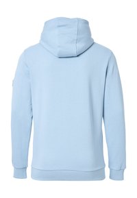 Hoodie azzurro chiaro con cappuccio regolabile, polsini a coste e orlo dritto. Realizzato in tessuto morbido con una finitura liscia e texture.