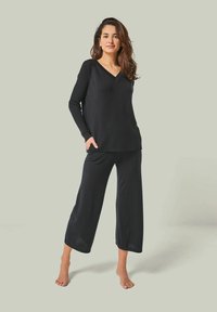 YOU LOOK PERFECT DORINA - MERINO WOLLE V-PULLOVER - Pyjama top - black