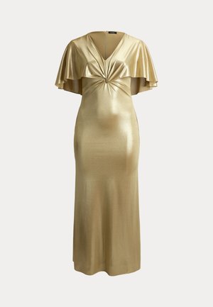 Lauren Ralph Lauren, METALLIC JERSEY TWIST-FRONT CAPE GOWN - Robe de cocktail - birch/gold-coloured