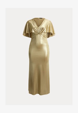 Lauren Ralph Lauren, METALLIC JERSEY TWIST-FRONT CAPE GOWN - Robe de cocktail - birch/gold-coloured